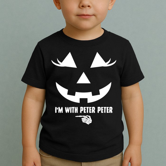 I'm With Peter Peter Skeleton Hand Pointing Matching Halloween Toddler T-Shirt