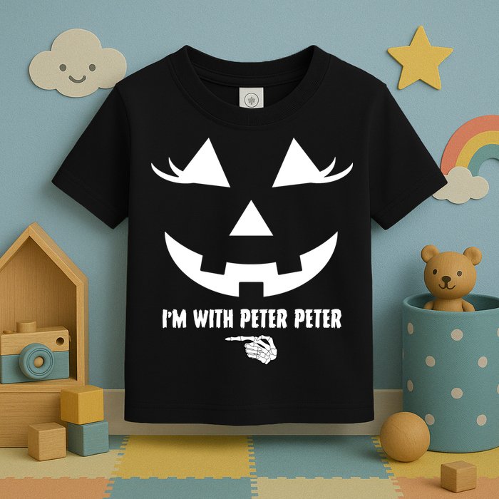 I'm With Peter Peter Skeleton Hand Pointing Matching Halloween Toddler T-Shirt
