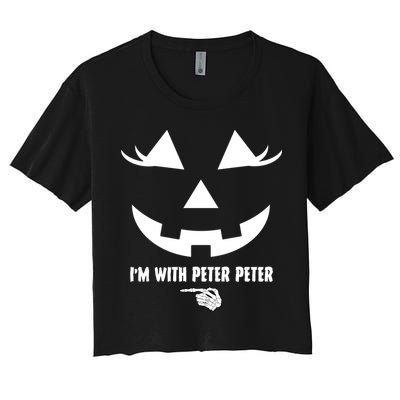 I'm With Peter Peter Skeleton Hand Pointing Matching Halloween Crop Top
