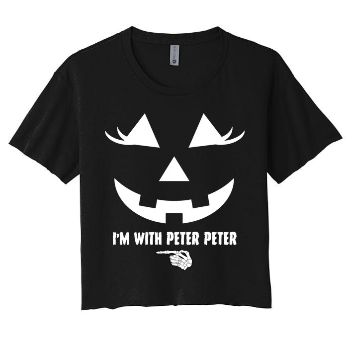 I'm With Peter Peter Skeleton Hand Pointing Matching Halloween Crop Top