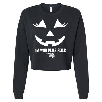 I'm With Peter Peter Skeleton Hand Pointing Matching Halloween Cropped Pullover Crew