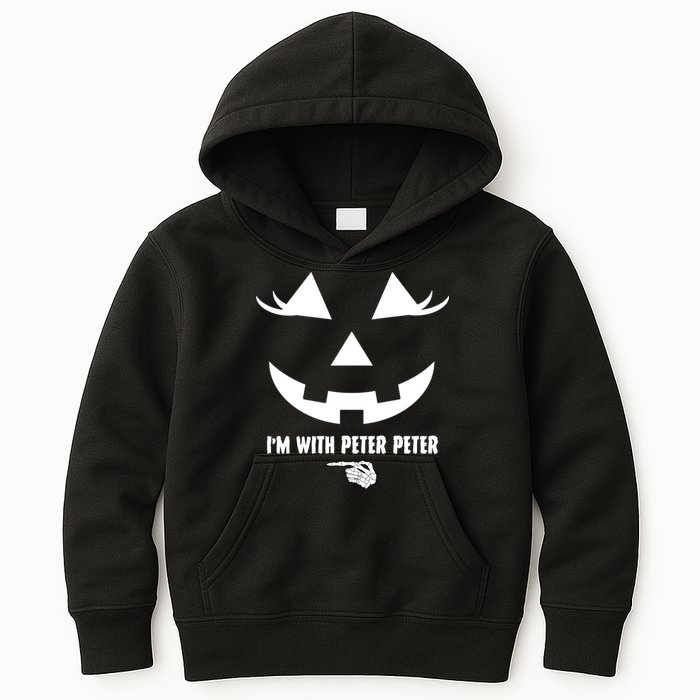 I'm With Peter Peter Skeleton Hand Pointing Matching Halloween Kids Hoodie