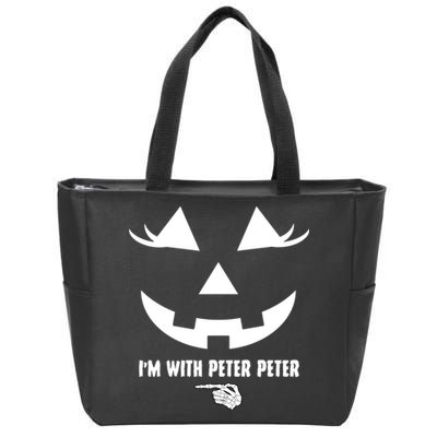 I'm With Peter Peter Skeleton Hand Pointing Matching Halloween Zip Tote Bag