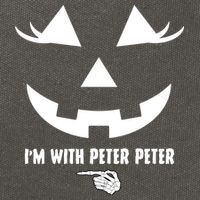 I'm With Peter Peter Skeleton Hand Pointing Matching Halloween Cotton Canvas Backpack