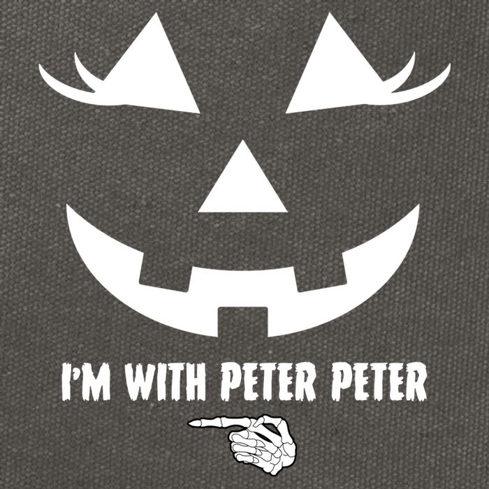 I'm With Peter Peter Skeleton Hand Pointing Matching Halloween Cotton Canvas Backpack