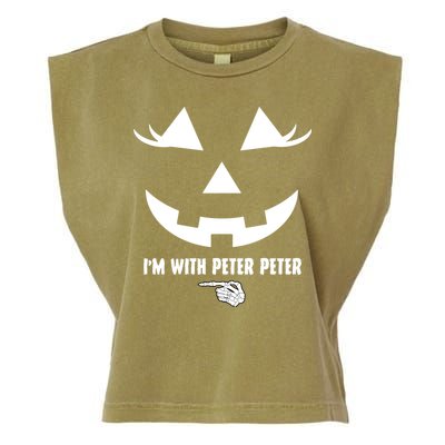 I'm With Peter Peter Skeleton Hand Pointing Matching Halloween Garment-Dyed Women's Muscle Tee