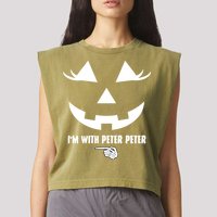 I'm With Peter Peter Skeleton Hand Pointing Matching Halloween Garment-Dyed Women's Muscle Tee