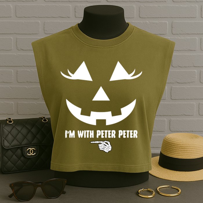I'm With Peter Peter Skeleton Hand Pointing Matching Halloween Garment-Dyed Women's Muscle Tee