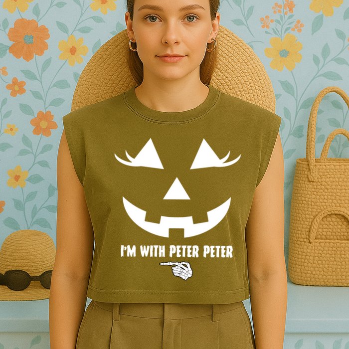 I'm With Peter Peter Skeleton Hand Pointing Matching Halloween Garment-Dyed Women's Muscle Tee