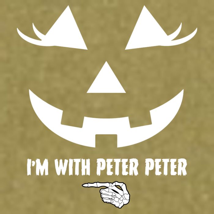 I'm With Peter Peter Skeleton Hand Pointing Matching Halloween Garment-Dyed Women's Muscle Tee