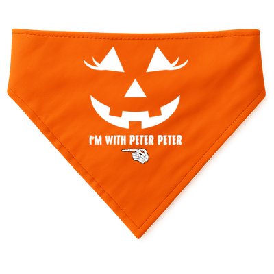 I'm With Peter Peter Skeleton Hand Pointing Matching Halloween USA-Made Doggie Bandana