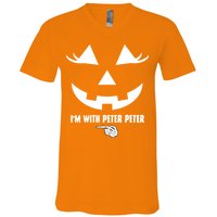 I'm With Peter Peter Skeleton Hand Pointing Matching Halloween V-Neck T-Shirt