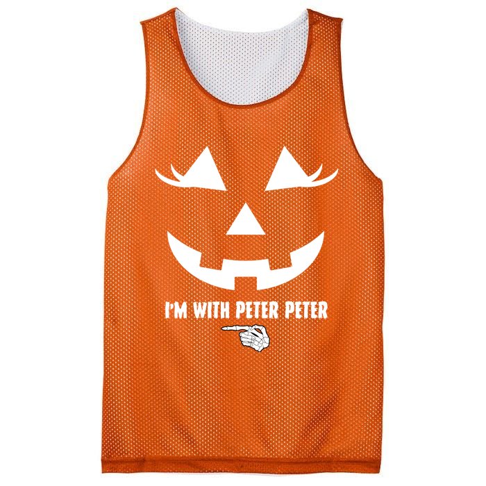 I'm With Peter Peter Skeleton Hand Pointing Matching Halloween Mesh Reversible Basketball Jersey Tank