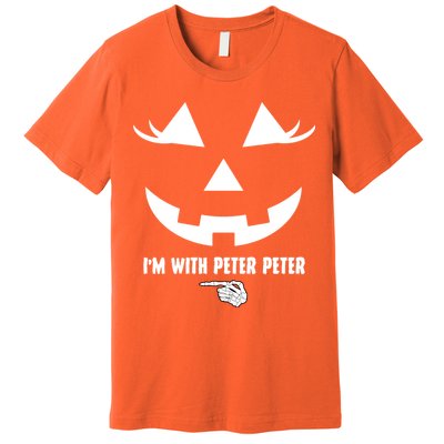 I'm With Peter Peter Skeleton Hand Pointing Matching Halloween Premium T-Shirt