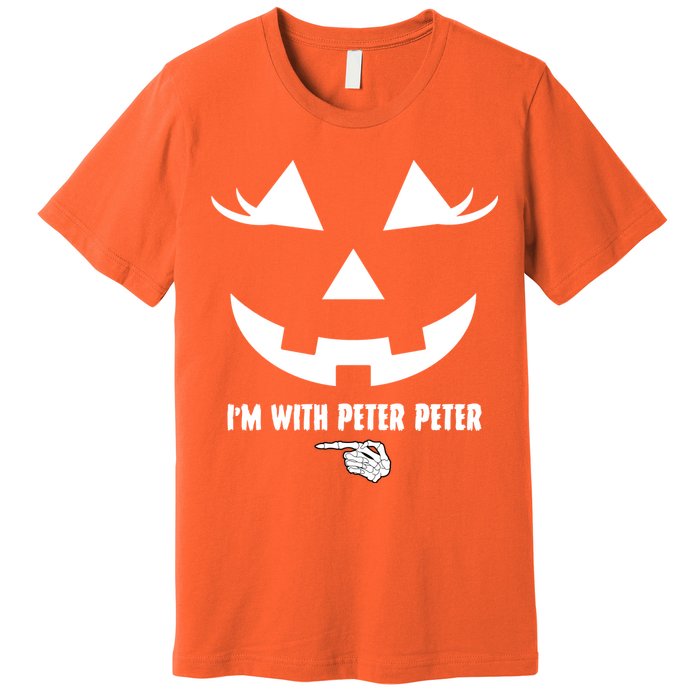 I'm With Peter Peter Skeleton Hand Pointing Matching Halloween Premium T-Shirt