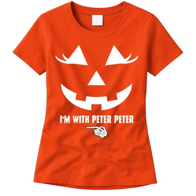 I'm With Peter Peter Skeleton Hand Pointing Matching Halloween Womens T-Shirt