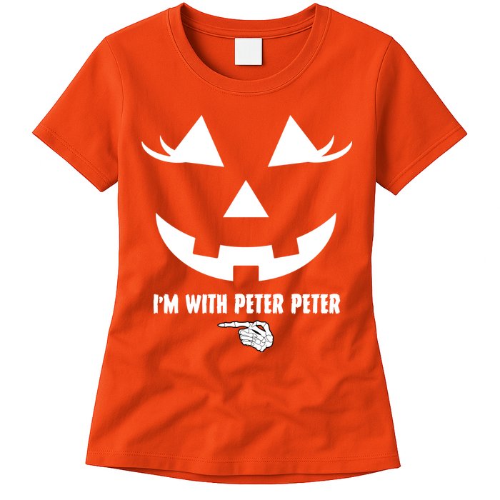 I'm With Peter Peter Skeleton Hand Pointing Matching Halloween Womens T-Shirt
