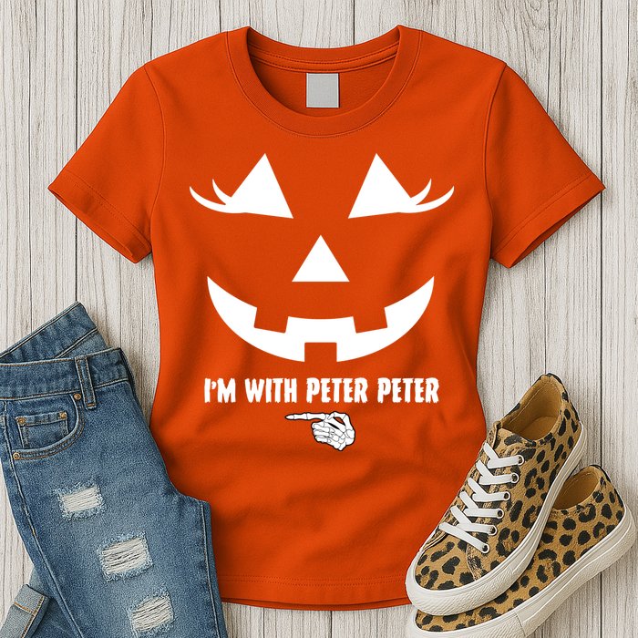 I'm With Peter Peter Skeleton Hand Pointing Matching Halloween Womens T-Shirt