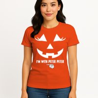 I'm With Peter Peter Skeleton Hand Pointing Matching Halloween Womens T-Shirt