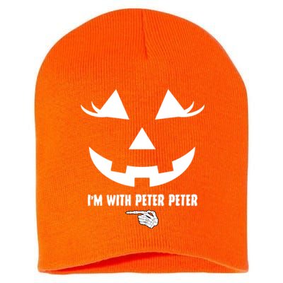 I'm With Peter Peter Skeleton Hand Pointing Matching Halloween Short Acrylic Beanie
