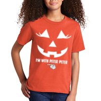 I'm With Peter Peter Skeleton Hand Pointing Matching Halloween Kids T-Shirt