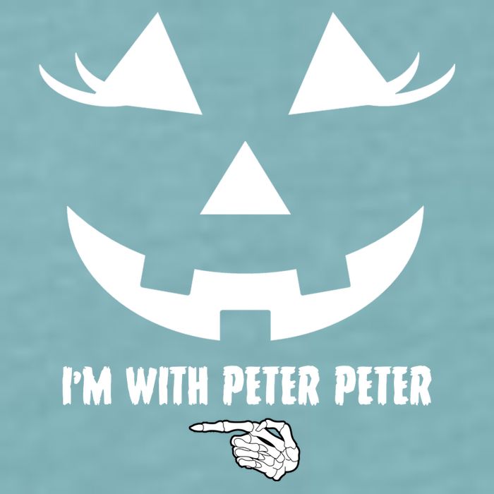 I'm With Peter Peter Skeleton Hand Pointing Matching Halloween Sueded Cloud Jersey T-Shirt
