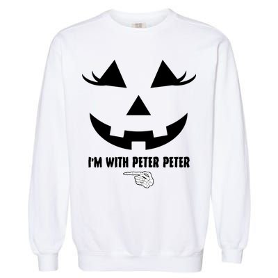 I'm With Peter Peter Skeleton Hand Pointing Matching Halloween Garment-Dyed Sweatshirt
