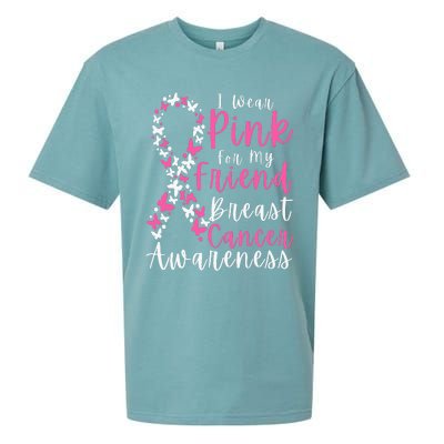 I Wear Pink For My Friend Breast Cancer Awareness Support Sueded Cloud Jersey T-Shirt