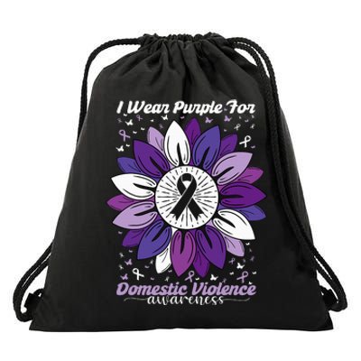 I Wear Purple For Domestic Violence Awareness Month Drawstring Bag