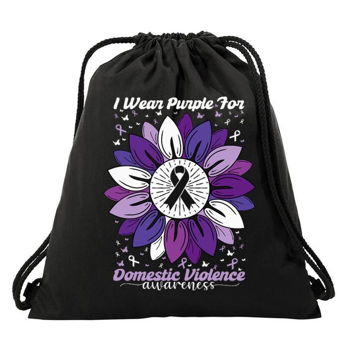 I Wear Purple For Domestic Violence Awareness Month Drawstring Bag