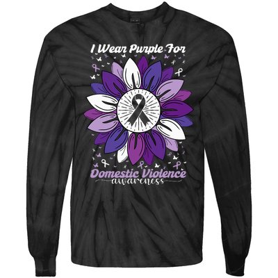 I Wear Purple For Domestic Violence Awareness Month Tie-Dye Long Sleeve Shirt