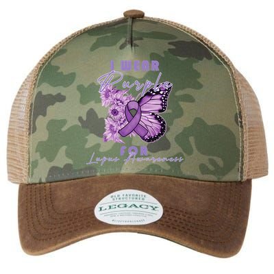 I Wear Purple For Lupus Awareness Butterfly May Month Legacy Tie Dye Trucker Hat