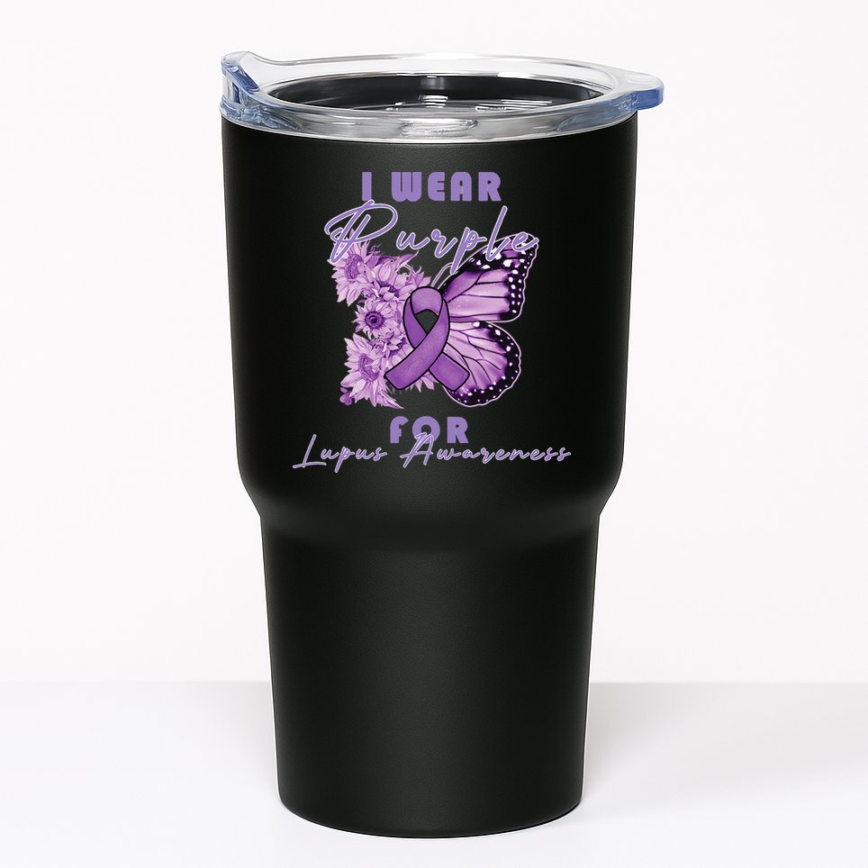 I Wear Purple For Lupus Awareness Butterfly May Month Tumbler