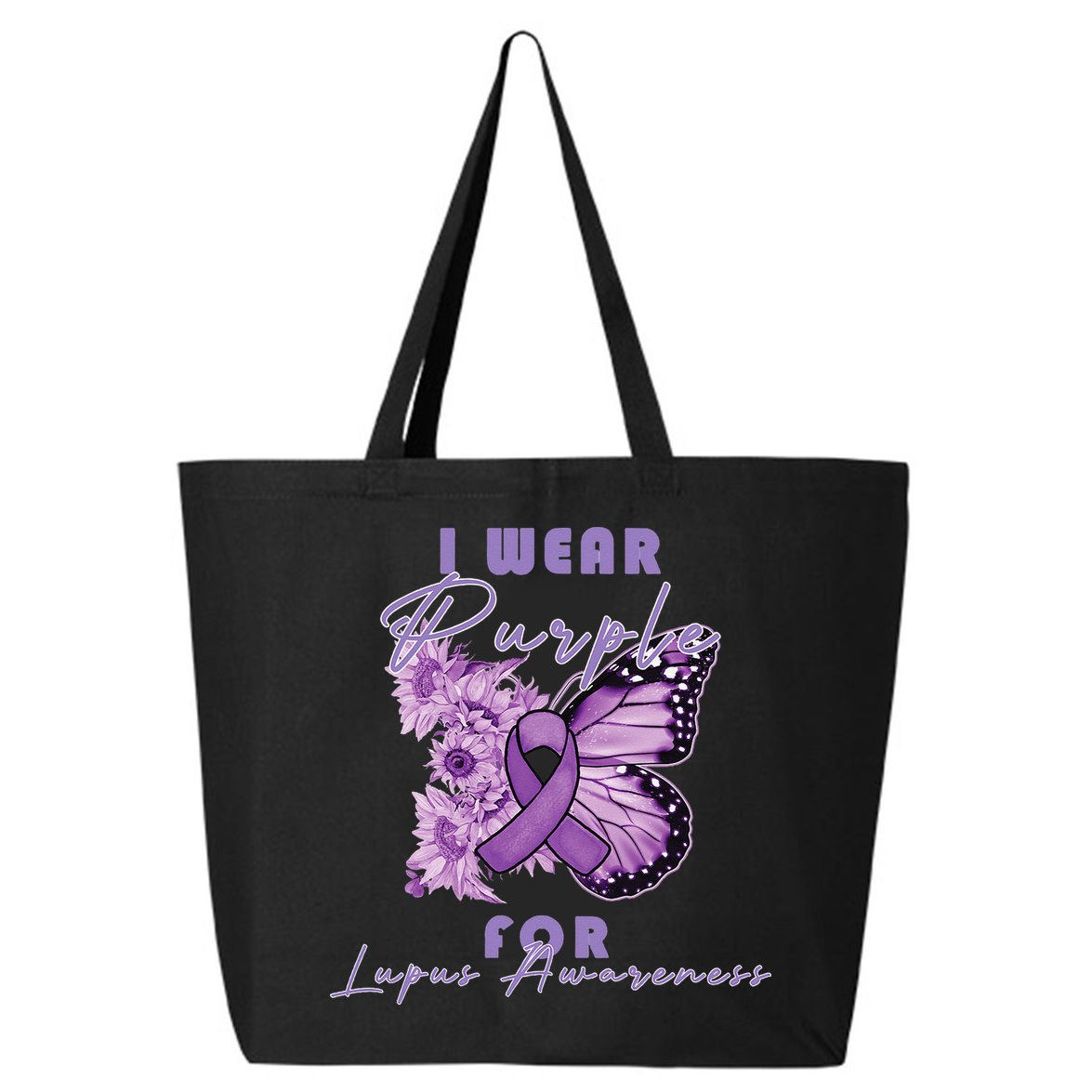 I Wear Purple For Lupus Awareness Butterfly May Month 25L Jumbo Tote