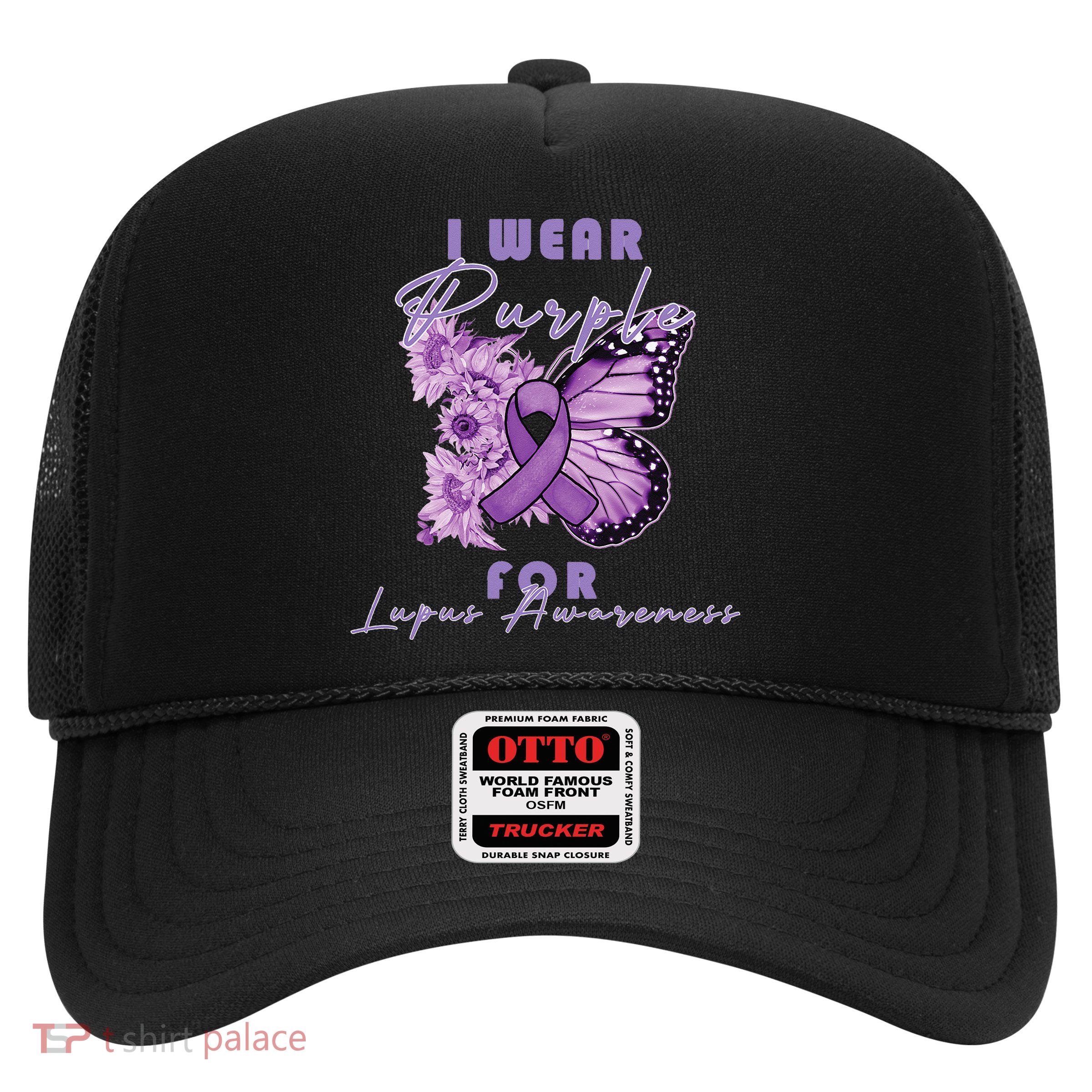 I Wear Purple For Lupus Awareness Butterfly May Month Trucker Hat