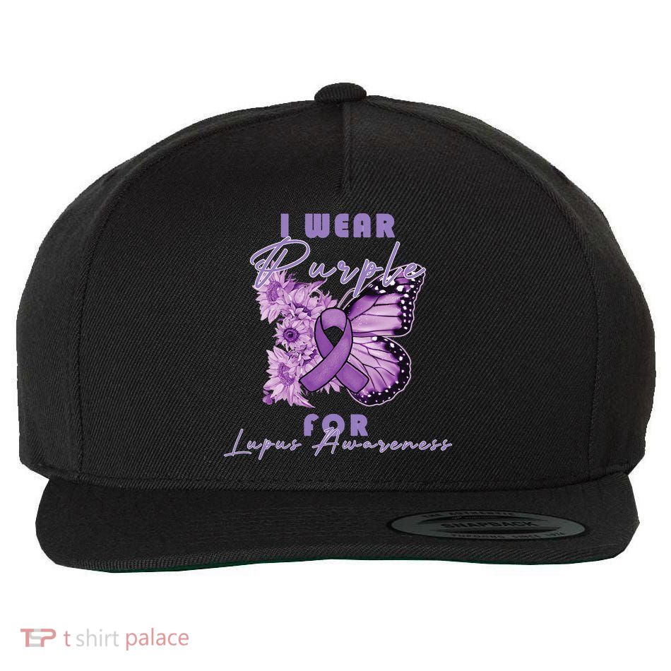 I Wear Purple For Lupus Awareness Butterfly May Month Wool Snapback Cap