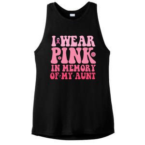 I Wear Pink In Memory Of My Aunt Breast Cancer Aunt Awarenes Ladies PosiCharge Tri-Blend Wicking Tank