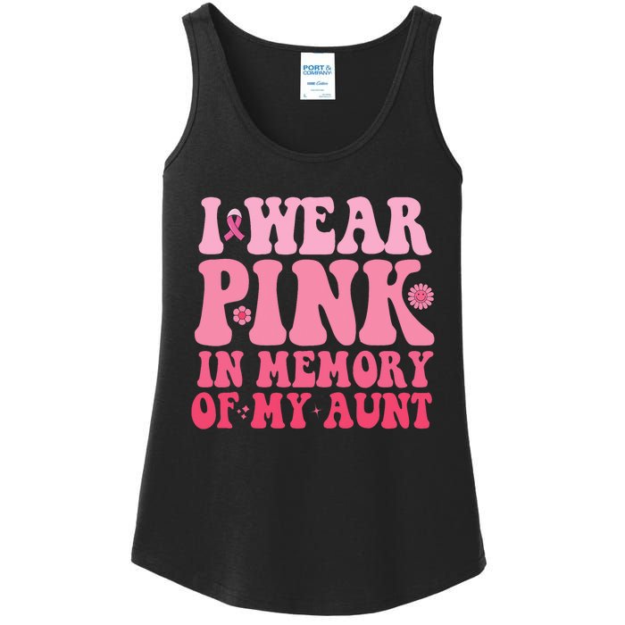 I Wear Pink In Memory Of My Aunt Breast Cancer Aunt Awarenes Ladies Essential Tank