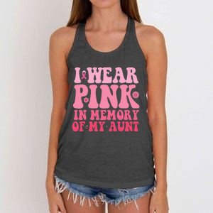 I Wear Pink In Memory Of My Aunt Breast Cancer Aunt Awarenes Women's Knotted Racerback Tank