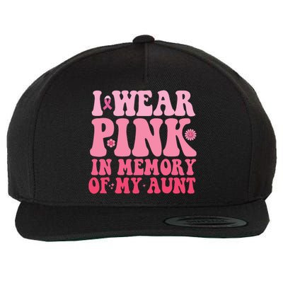 I Wear Pink In Memory Of My Aunt Breast Cancer Aunt Awarenes Wool Snapback Cap