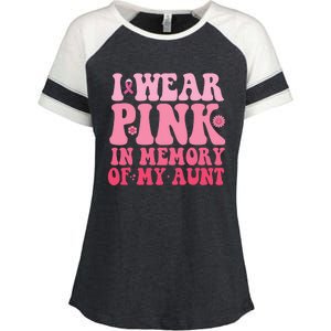 I Wear Pink In Memory Of My Aunt Breast Cancer Aunt Awarenes Enza Ladies Jersey Colorblock Tee