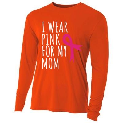 I Wear Pink For My Mom Gift Meaningful Gift Breast Cancer Awareness Cooling Performance Long Sleeve Crew