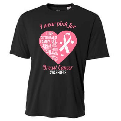 I Wear Pink Ribbon Heart Cool Breast Cancer Awareness Gift Cooling Performance Crew T-Shirt