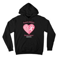 I Wear Pink Ribbon Heart Cool Breast Cancer Awareness Gift Hoodie