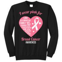 I Wear Pink Ribbon Heart Cool Breast Cancer Awareness Gift Sweatshirt