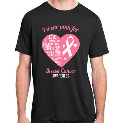 I Wear Pink Ribbon Heart Cool Breast Cancer Awareness Gift Adult ChromaSoft Performance T-Shirt