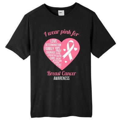 I Wear Pink Ribbon Heart Cool Breast Cancer Awareness Gift Tall Fusion ChromaSoft Performance T-Shirt