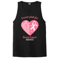 I Wear Pink Ribbon Heart Cool Breast Cancer Awareness Gift PosiCharge Competitor Tank