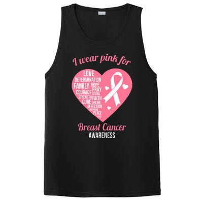 I Wear Pink Ribbon Heart Cool Breast Cancer Awareness Gift PosiCharge Competitor Tank