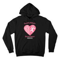 I Wear Pink Ribbon Heart Cool Breast Cancer Awareness Gift Tall Hoodie